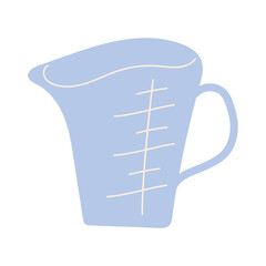 Measuring cup with scale. Kitchenware for home baking and cooking. Illustration isolated design