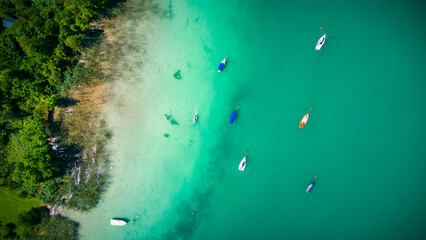 Summer seascape with clear lake in sunny day.