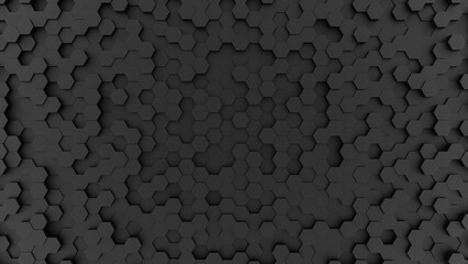 Carbon Fiber Hexagons, black background pattern, 3d rendering, 3d illustration