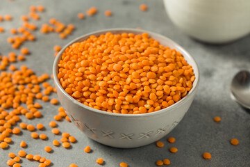 Raw Organic Red Lentils Legume