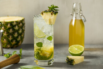 Boozy Refreshing Pineapple Mojito Cocktail