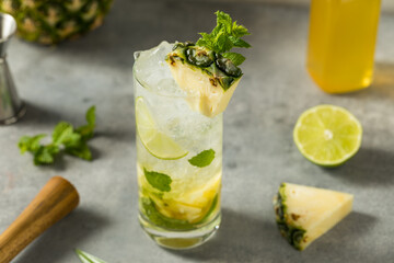Boozy Refreshing Pineapple Mojito Cocktail