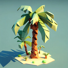 Spring Day Time Palm Tree Model
