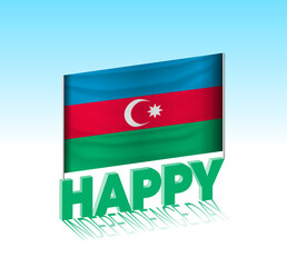 Naklejka premium Azerbaijan independence day. Simple Azerbaijan flag and billboard in the sky. 3d lettering template. Ready special day design message.