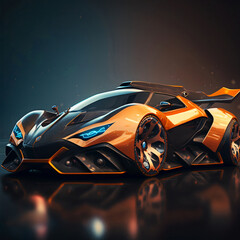 Futuristic sports car, 3d concept