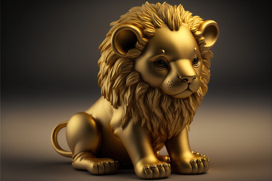 Close-up Shot Of Gold Lion Ornament