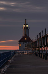 Fototapeta na wymiar St. Joseph Lighthouse Lake Michigan at night