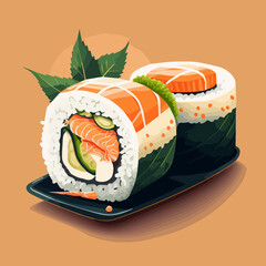 delicius sushi illustration, japonese food