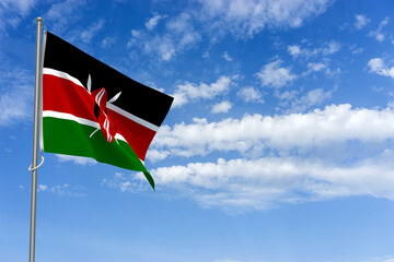 Republic of Kenya Flag Over Blue Sky Background. 3D Illustration