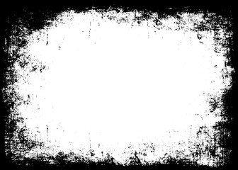 Grunge border vector texture background. Abstract frame overlay. Dirty and damaged backdrop. Vector graphic illustration with transparent white. EPS10.