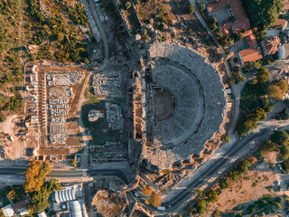 The Ancient City of Side. Port. Peninsula. Turkey. Manavgat. Antalya. The largest amphitheater in...