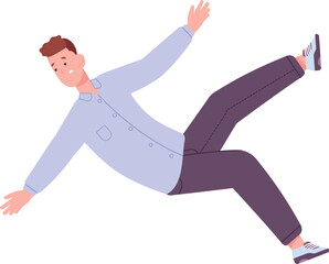 Scared young man falling down. Injury hazard