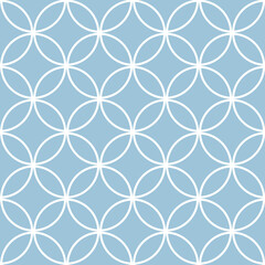 Fototapeta premium Blue and White Interlocking Circles Tiles Seamles Pattern Repeat Background 