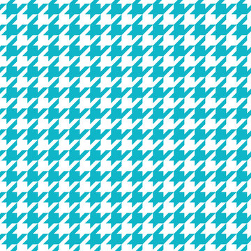 Blue repeat Houndstooth pattern on white background. Houndstooth seamless background for Clothes, Shirts, Dresses, Bedding, Blankets and other textile	