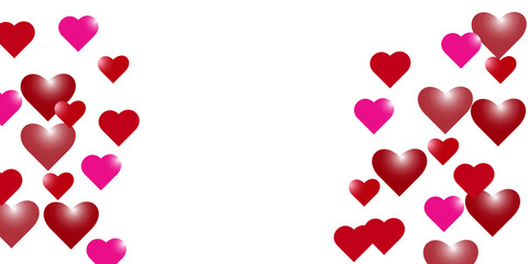Happy Valentine Day design hearts on white background. Abstract festive hearts banner background.