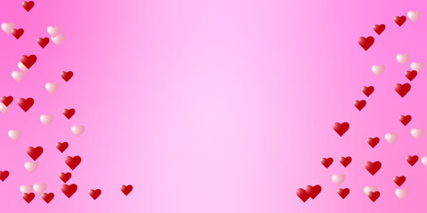 Happy Valentine Day design hearts on pink background. Abstract festive hearts banner background.