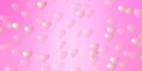 Happy Valentine Day design hearts on pink background. Abstract festive hearts banner background.