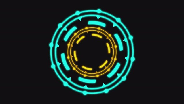 Animated glowing circles as retina scan for biometric identification technology and restricted access protection with biometric password shows futuristic security mechanism fail and granted access