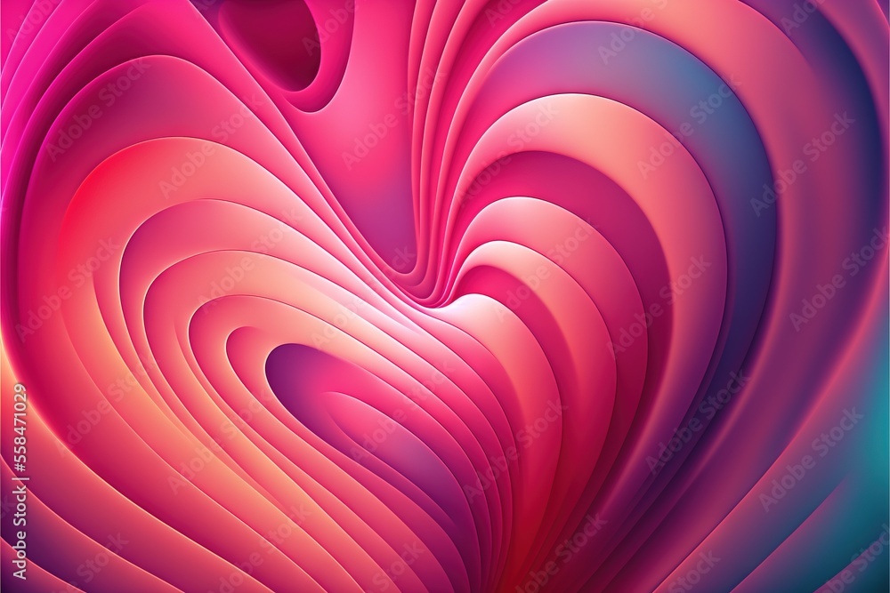 Poster a computer generated image of a pink and blue swirl pattern with a heart shaped hole in the center o