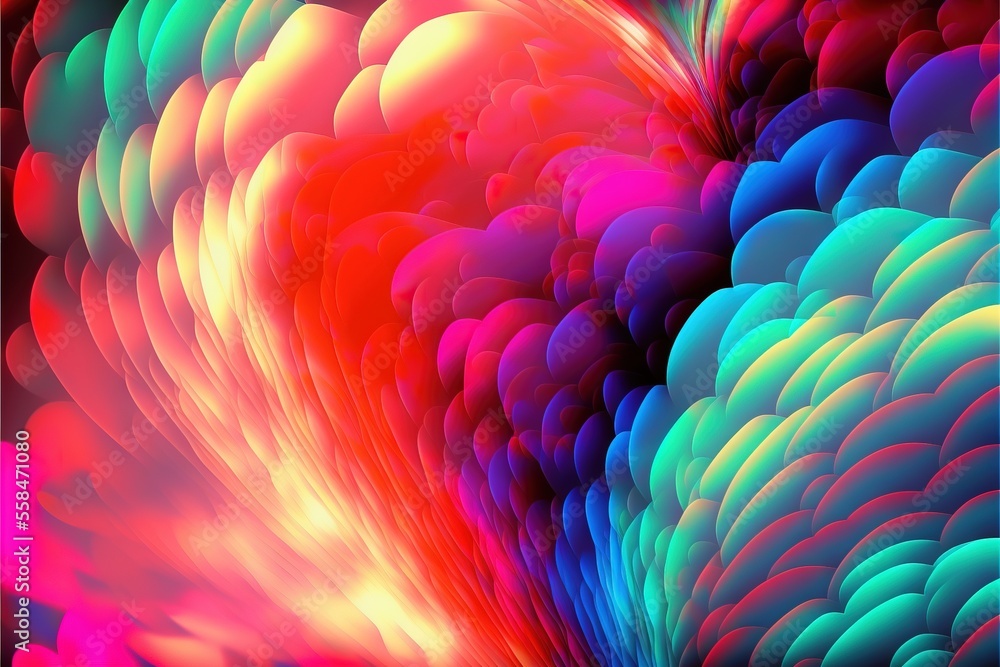 Poster a colorful abstract background with a heart shaped design in the center of the image, with a red cen