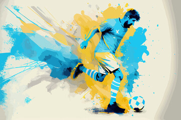 argentine abstract soccer player kicking the ball