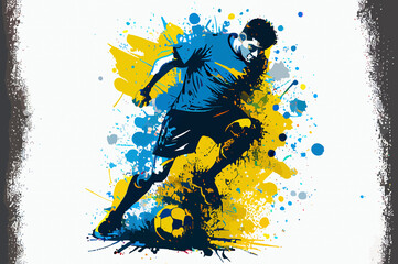 Fototapeta na wymiar argentine abstract soccer player kicking the ball