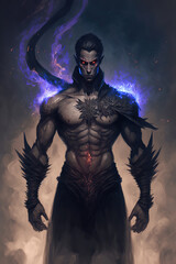 Fototapeta premium Magic warrior, dark fantasy, full body concept, game character, art illustration 