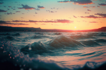 ocean and sunrise , sea background, illustration