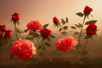 Fototapeta na wymiar red roses illustration