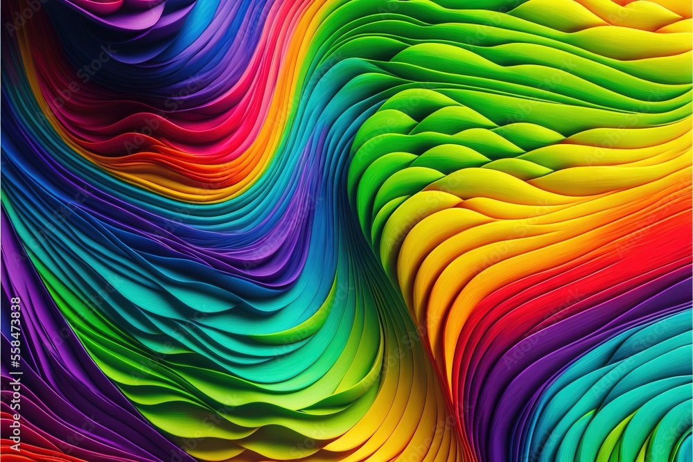 Poster a multicolored abstract background with wavy lines and curves of varying sizes and colors, with a wh