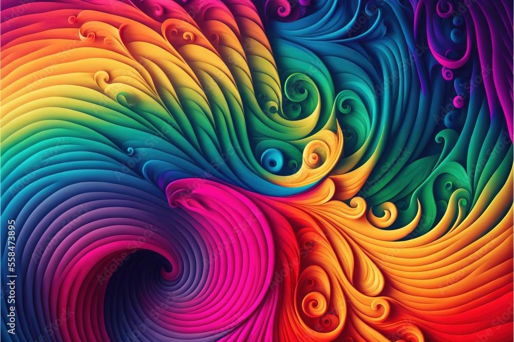 Poster a colorful abstract background with swirls and bubbles in the middle of the image, with a black back