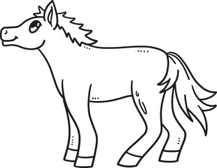 Baby Horse Isolated Coloring Page for Kids