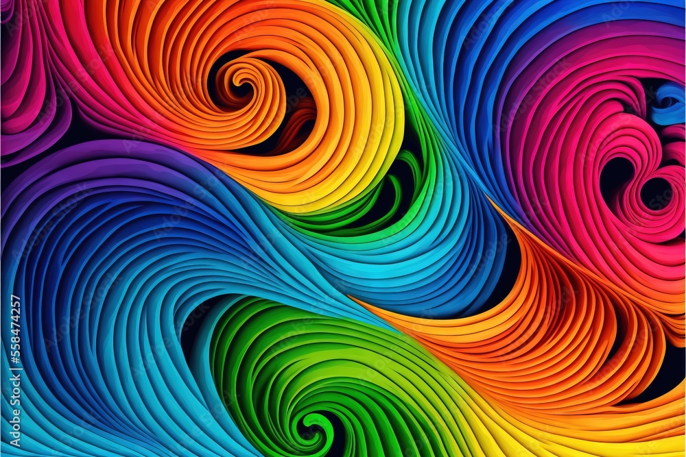 Poster a multicolored abstract background with a spiral design in the middle of the image and the colors of