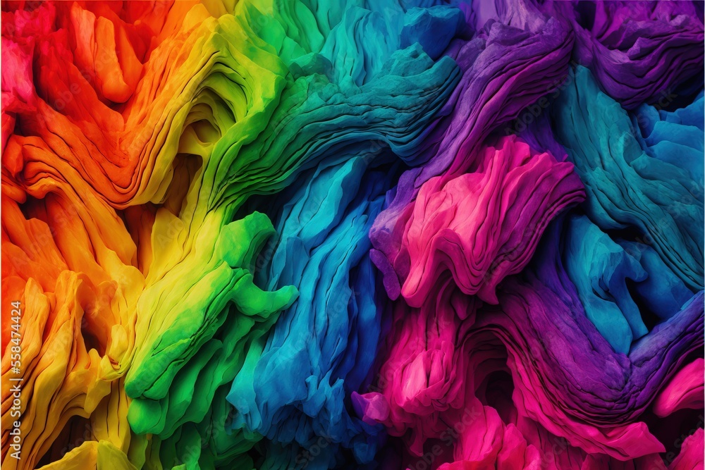 Poster a multicolored background of fabric with a square frame in the middle of the image and the colors of
