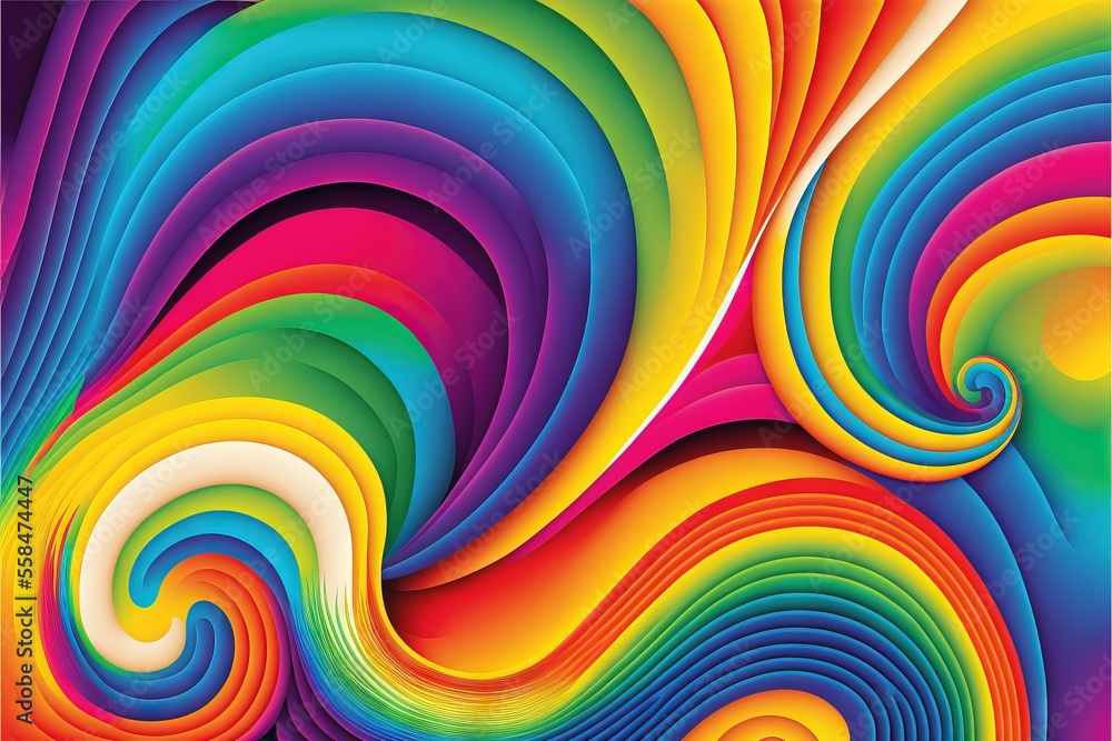 Poster a colorful abstract background with a spiral design in the center of the image, with a black backgro
