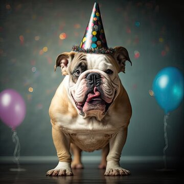 happy birthday bulldog puppy