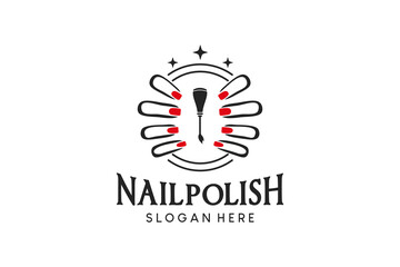 Nail polish logo design, nail care beauty lifestyle logo vector illustration