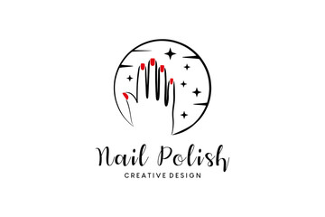 Nail polish logo design, nail care salon logo vector illustration