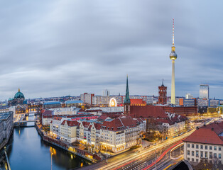 Berlin city lights after sunset, Germany