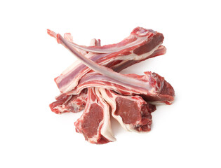 Raw lamb meat on light background