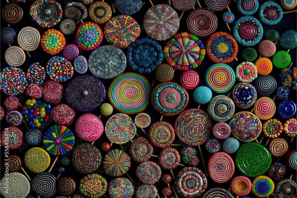 Poster a large assortment of colorful items on a black background with a black background and a black backg