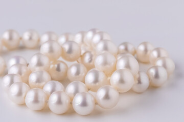 very beautiful pearl necklace close-up