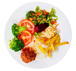 The typical Brazilian meal, called prato feito (set meal, often abbreviated 'pf') or refeicao. The meat and potatoes meal. Meal of the daily fare.