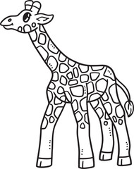 Baby Giraffe Isolated Coloring Page for Kids