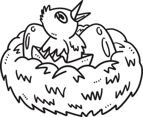 Baby Bird Isolated Coloring Page for Kids