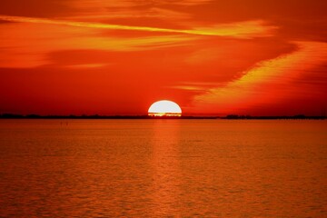 Florida sunset set view at cruise ship