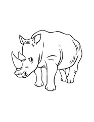 Obraz na płótnie Canvas Rhinoceros Isolated Coloring Page for Kids