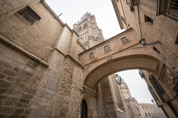 Walkway over a brick arch in the Cathedral of Toledo, Spain