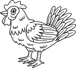 Mother Chicken Isolated Coloring Page for Kids