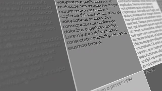 LOREM IPSUM dummy Latin text on several screens flyover. Nice depth of field. Random Latin designer.